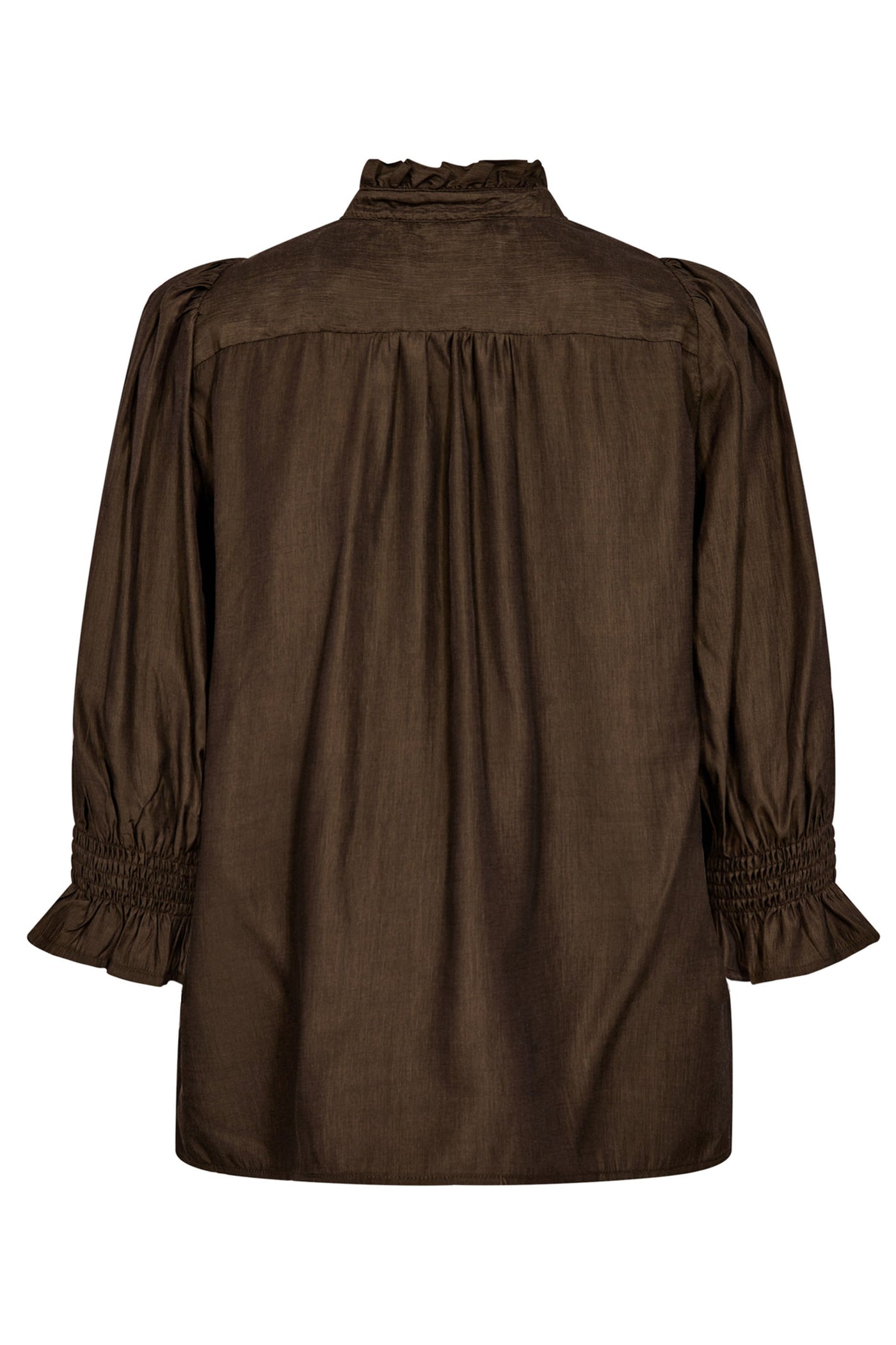 AilaCC Frill SS V-Blouse 83-Mocca - 35866