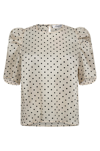DilanCC Dot SS Blouse 108-Powder - 35868 Thumbnail
