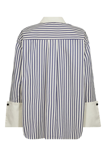 SamsonCC Stripe Cuff Shirt 120-Navy - 35878 Thumbnail
