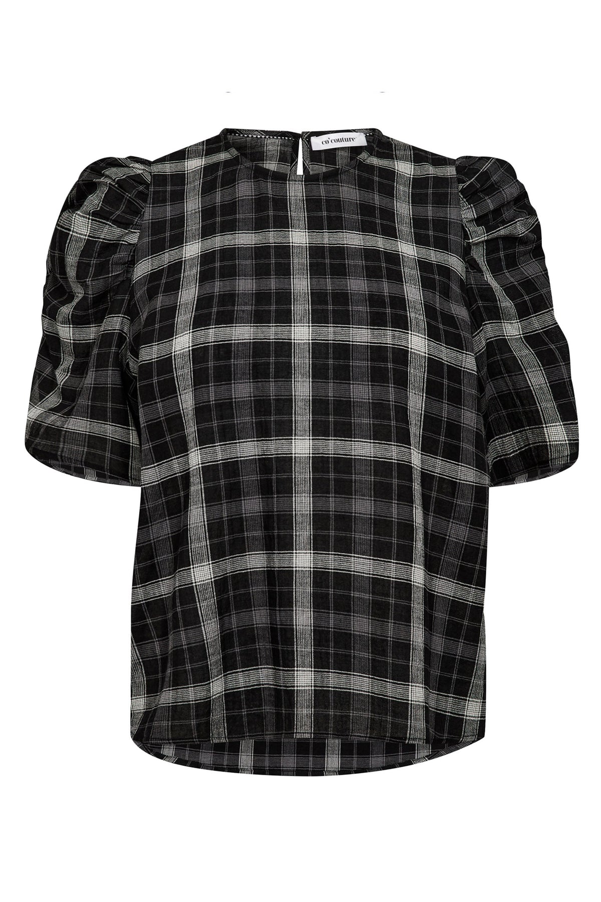 SallyCC Check SS Blouse 96-Black - 35881