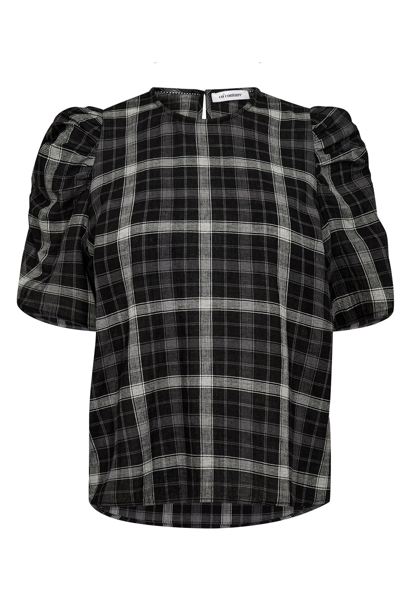 SallyCC Check SS Blouse 96-Black - 35881