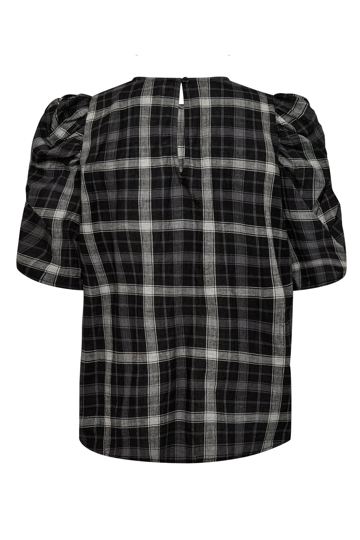 SallyCC Check SS Blouse 96-Black - 35881