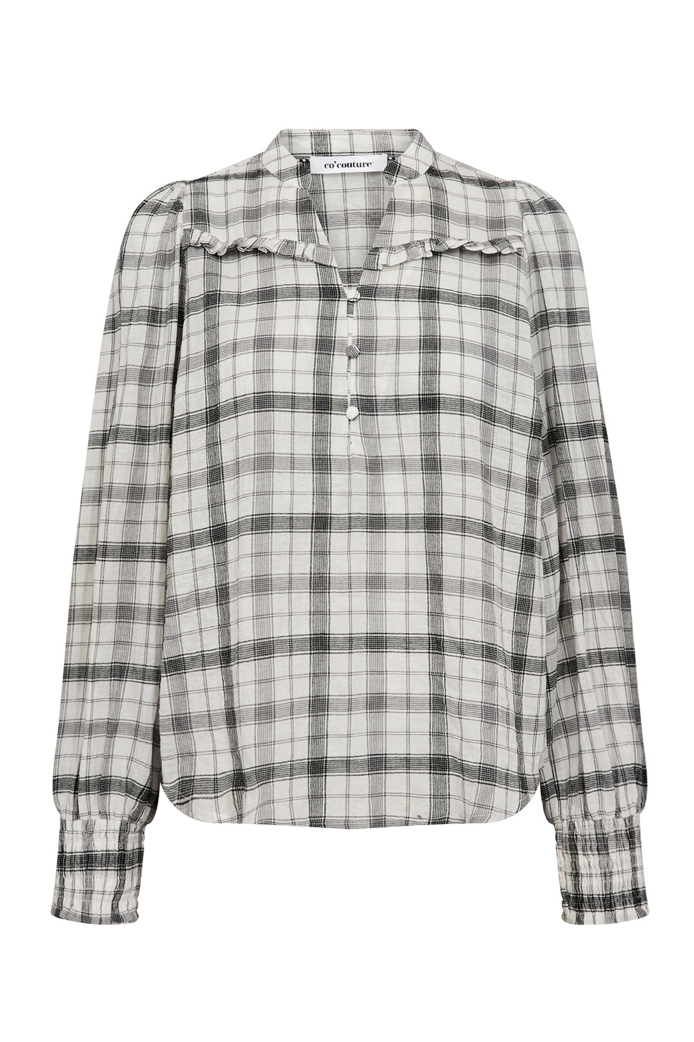 Sally Check V-Blouse 11-Off white - 35882