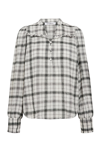 Sally Check V-Blouse 11-Off white - 35882 Thumbnail