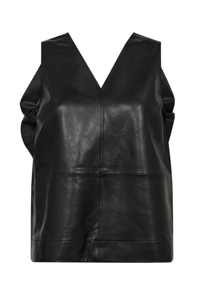 PhoebeCC Leather Bow V-Top 96-Black Thumbnail