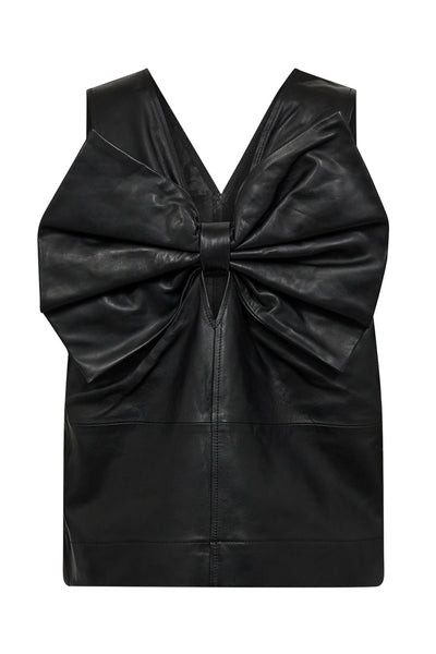 PhoebeCC Leather Bow V-Top 96-Black Thumbnail