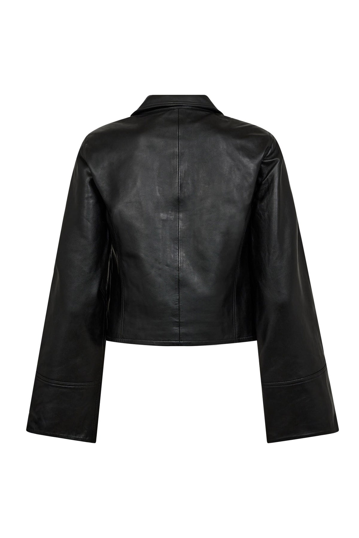 PhoebeCC Leather Zip V-Shirt 96-Black - 35885