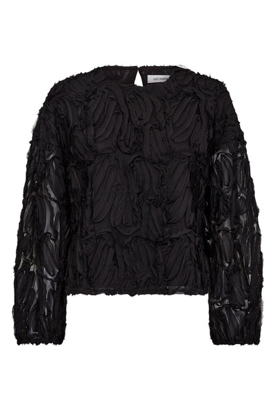 ShaniaCC Fluffy Blouse 96-Black - 35889 Thumbnail
