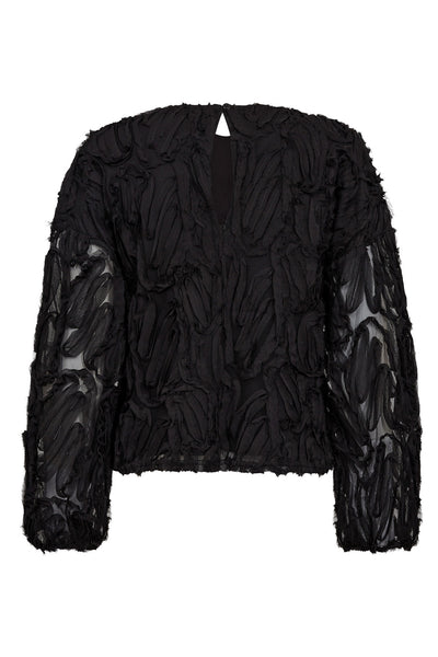 ShaniaCC Fluffy Blouse 96-Black - 35889 Thumbnail