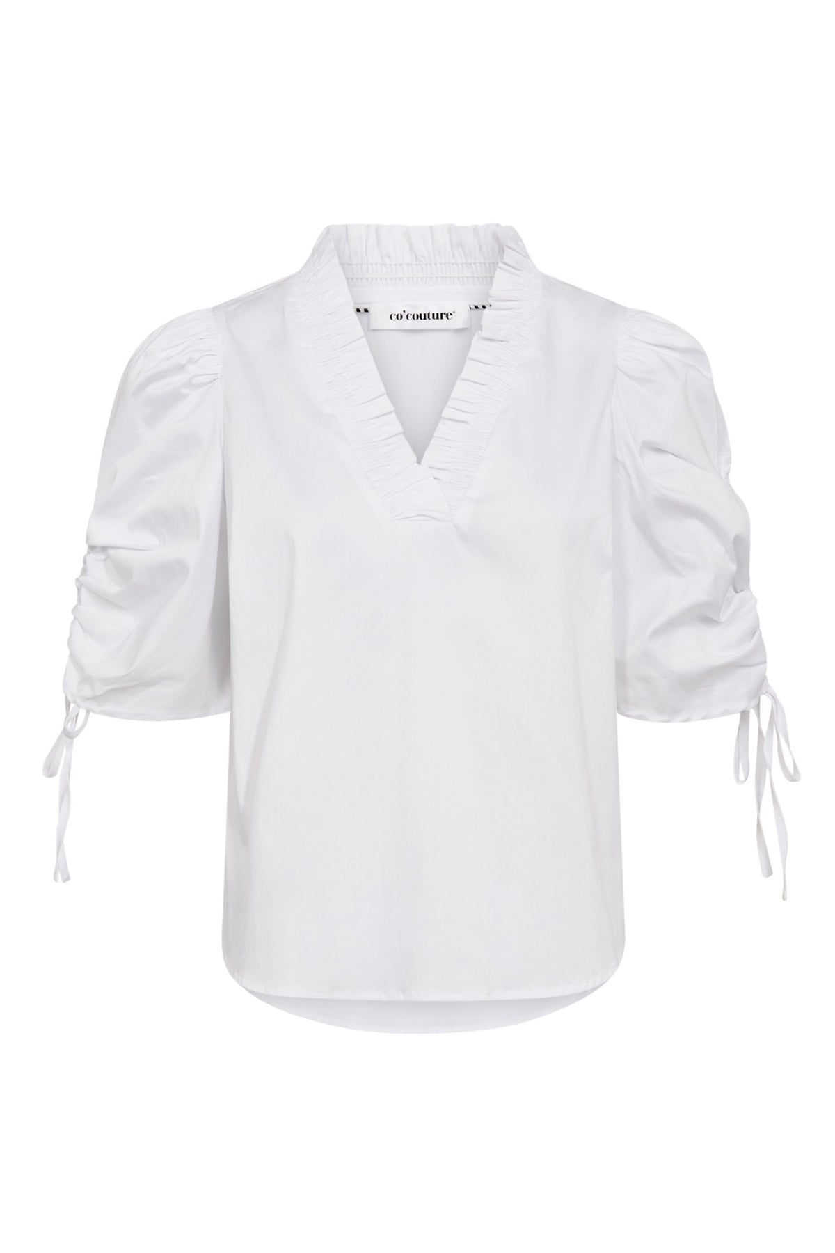SannaCC SS Puff V-Blouse 4000-White - 35894