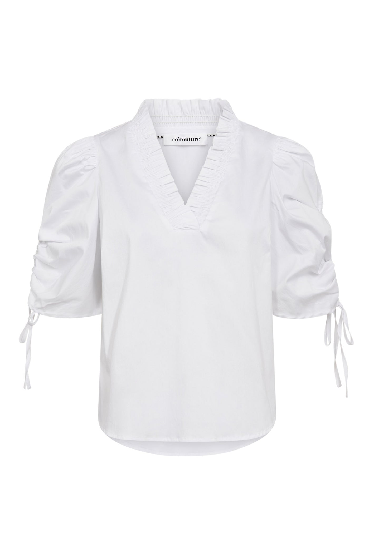 SannaCC SS Puff V-Blouse 4000-White - 35894