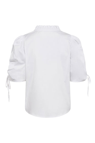 SannaCC SS Puff V-Blouse 4000-White - 35894 Thumbnail