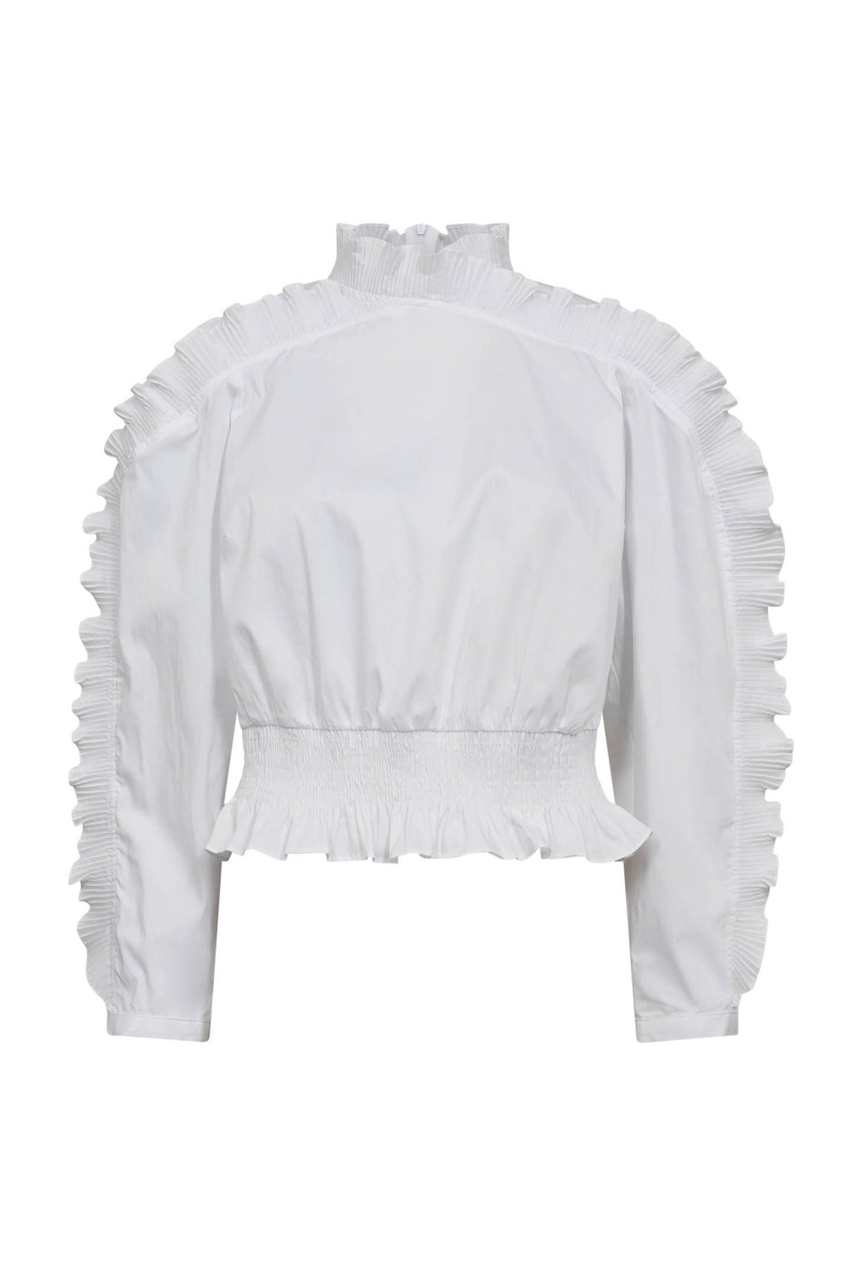 SannaCC Ruffle Smock Blouse 4000-White