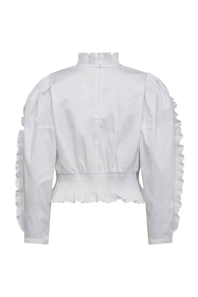 SannaCC Ruffle Smock Blouse 4000-White Thumbnail