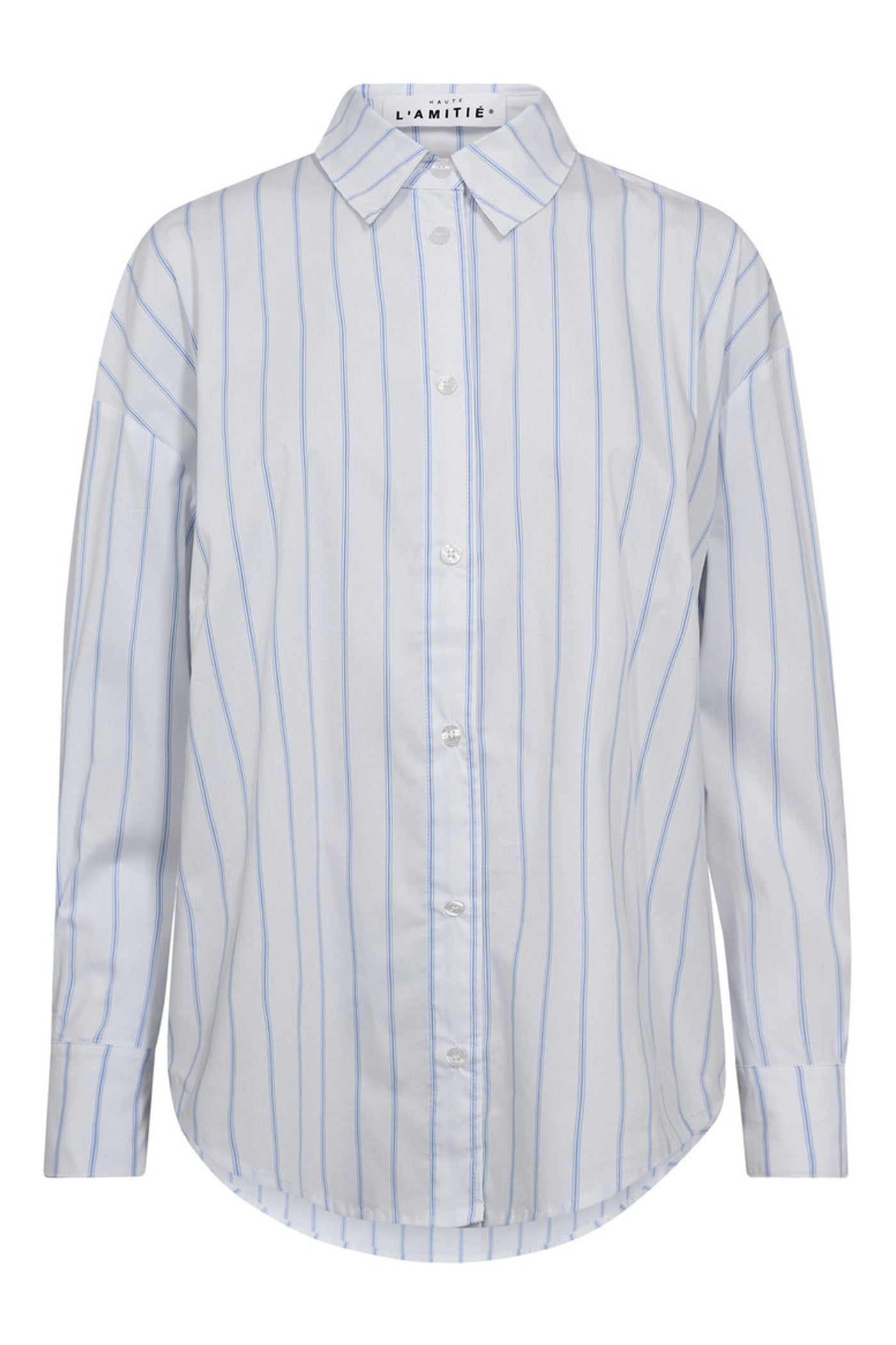 Fine Line Twist Bow Shirt Blue Stripe - HL10210