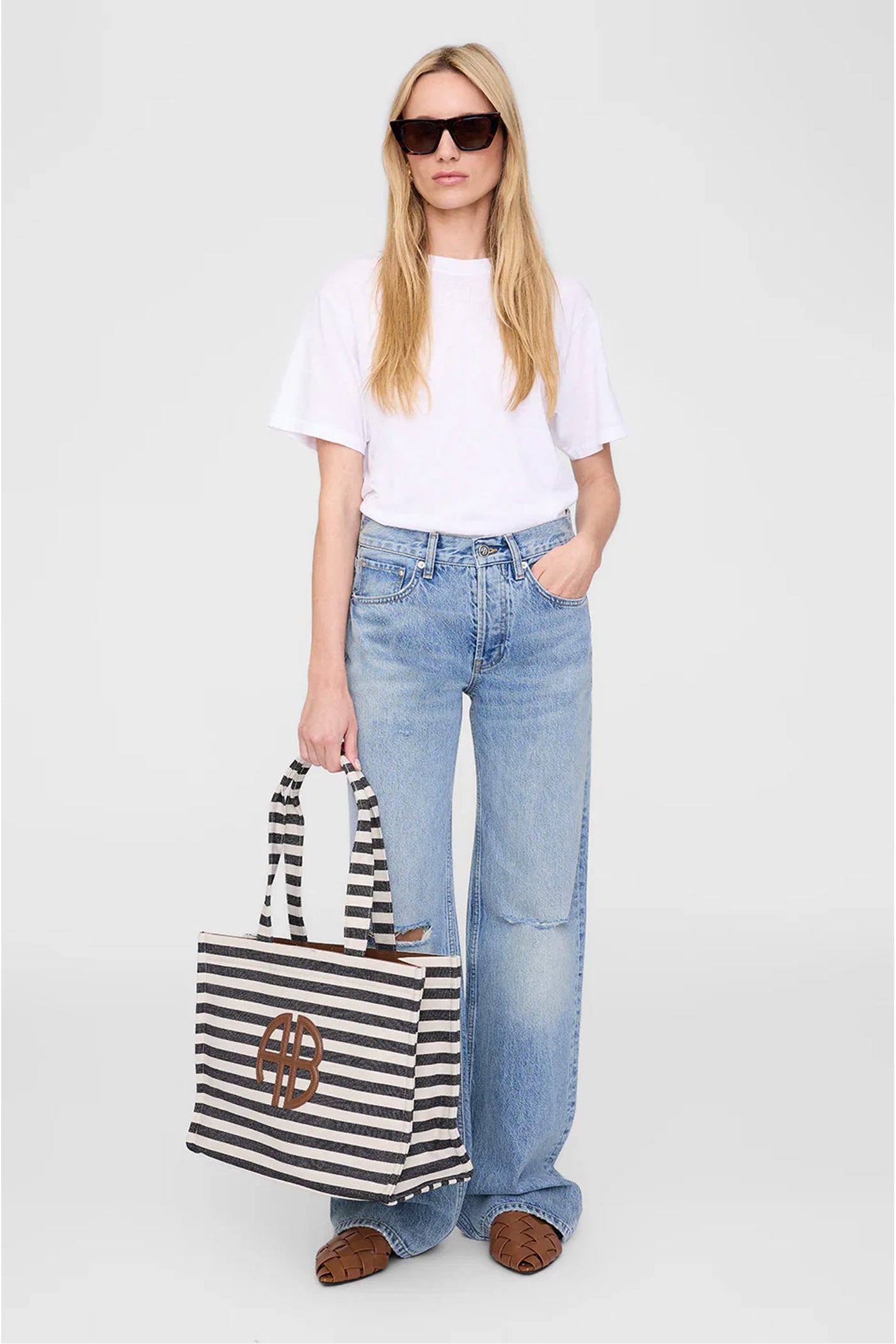 LARA TOTE Black/Nature Stripe - A-13-11091