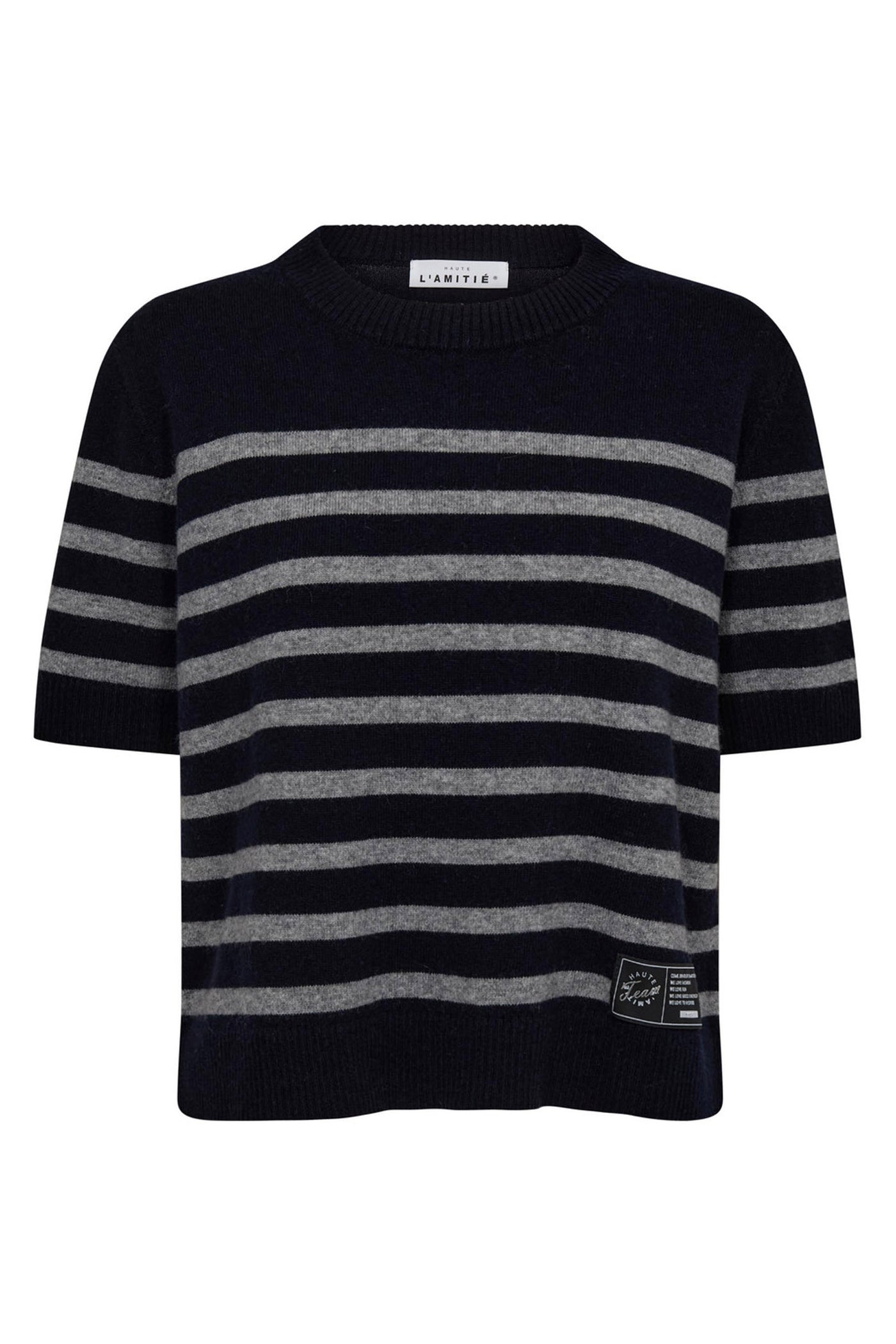 Cash Stripe SS O-Neck Navy/Grey Melange - HL10217