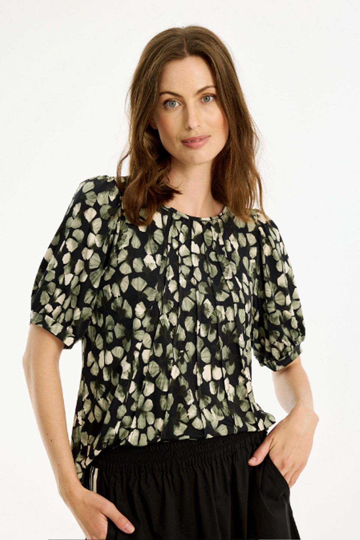 Lucette blouse 1/2 sleeves Green - 16789