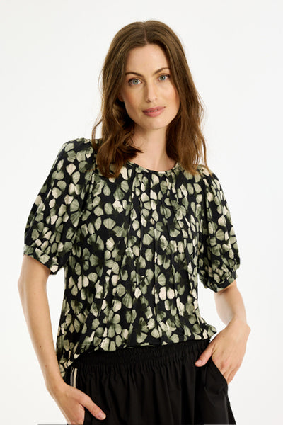 Lucette blouse 1/2 sleeves Green - 16789 Thumbnail