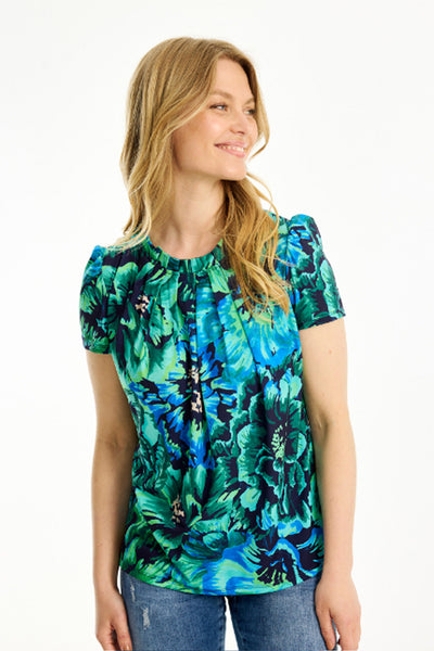 Grazia blouse short sleeves Multi green - 16792 Thumbnail