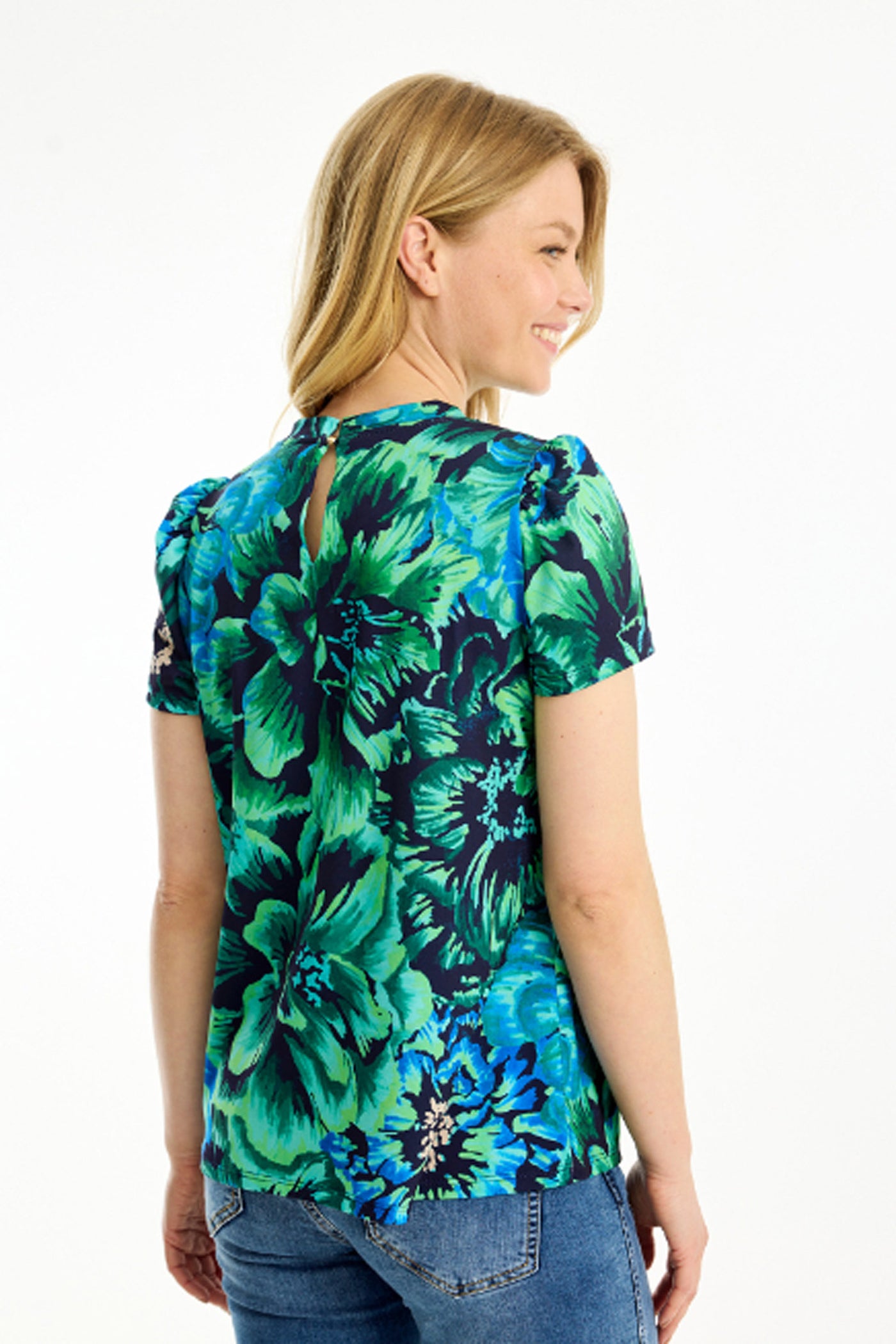 Grazia blouse short sleeves Multi green - 16792