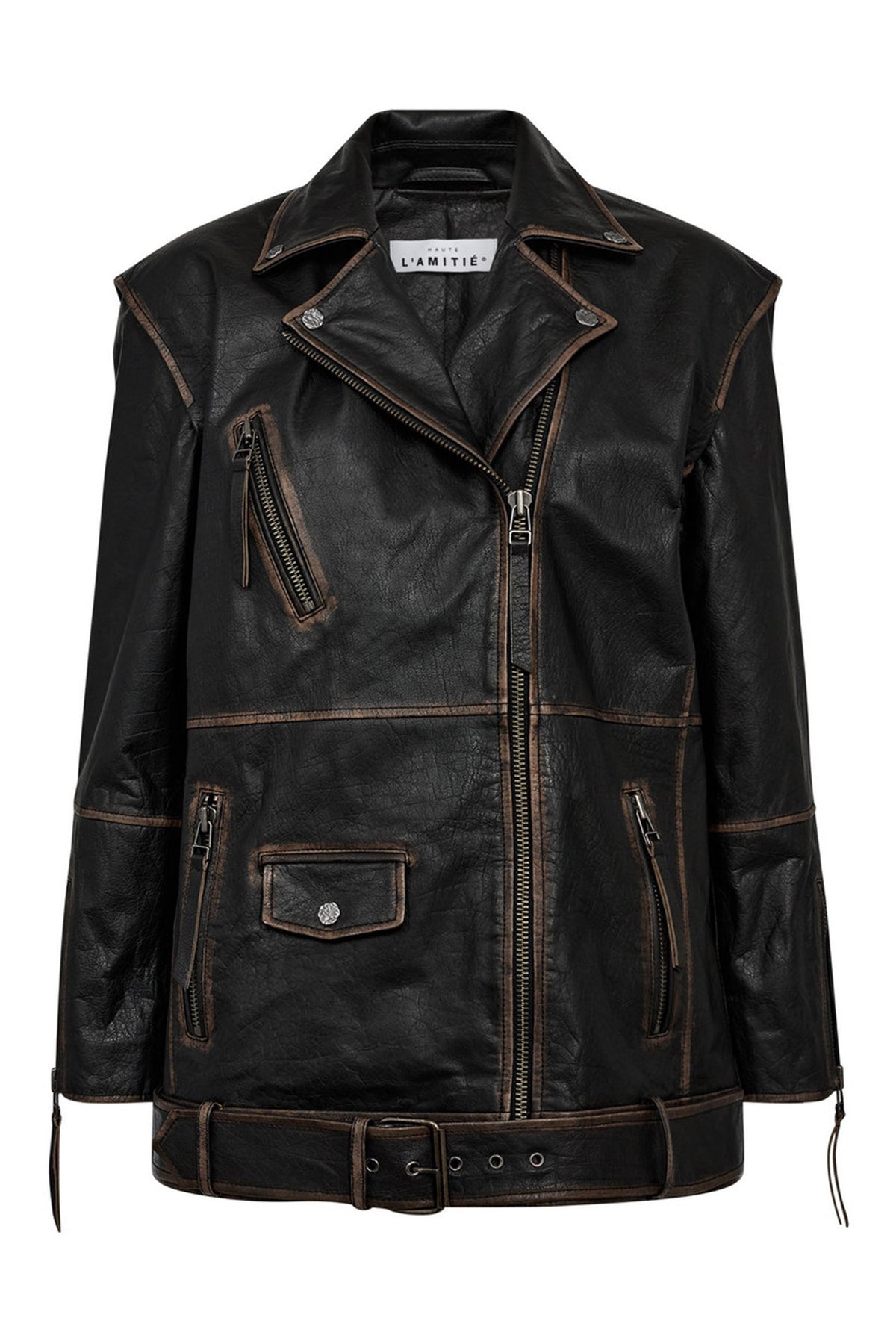 Leather Biker Wing Jacket Black - HL10206