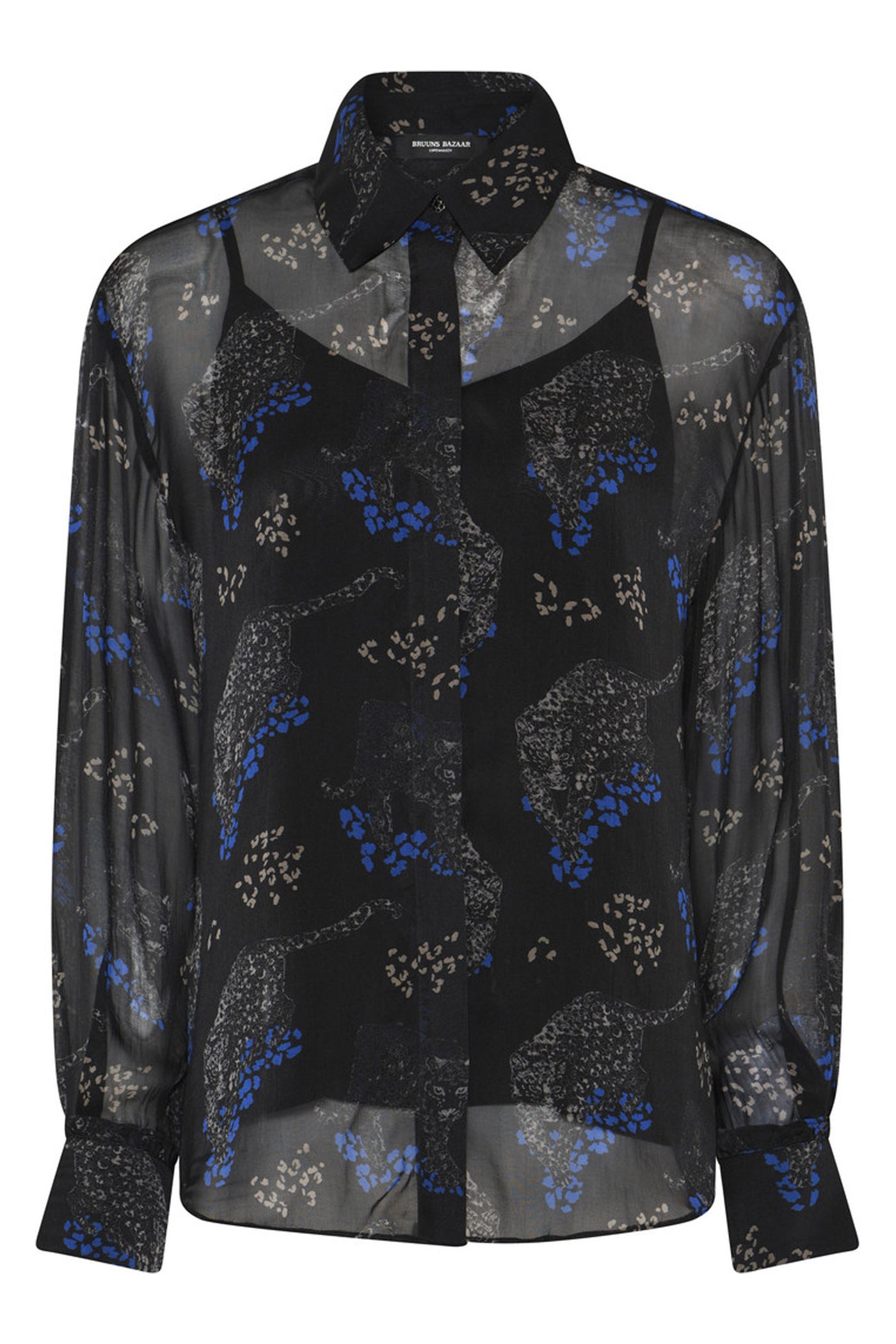ChionoBBAgata shirt Black Blue leopard print - BBW4616