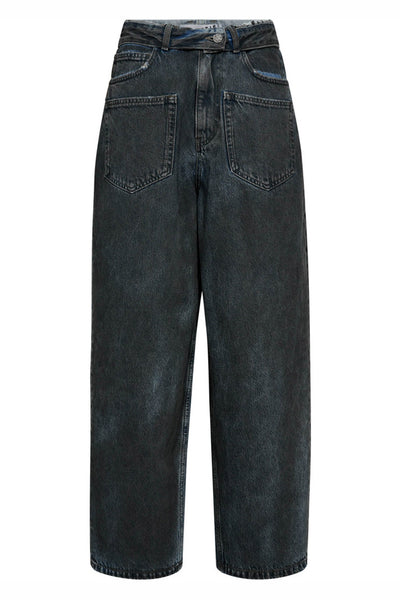 Flip Waist Pocket Jeans Black Black - HL10228 Thumbnail