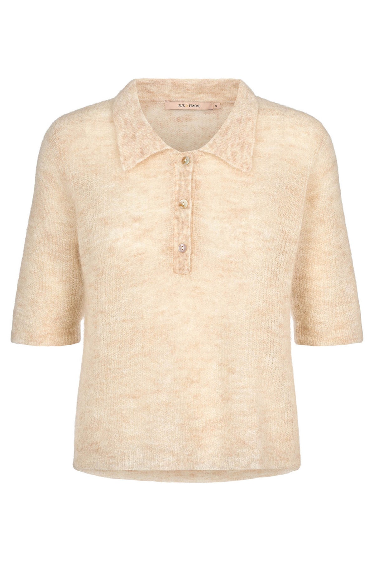 7355RDFAcacia polo knit 02 Off white melange - RDF413