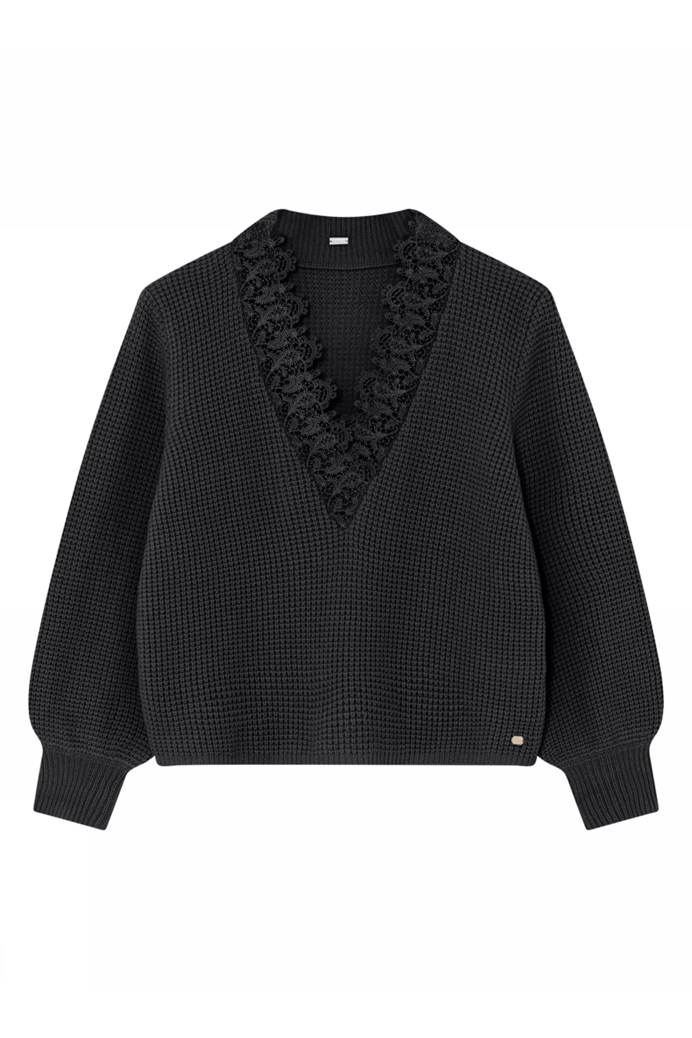 Lela, v-neck knit 1999-Black - 58427/3701