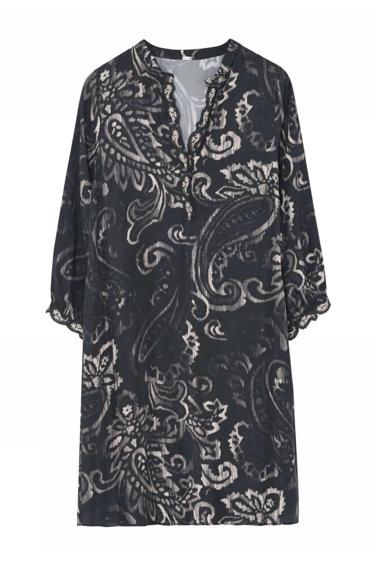 Madonna, knee dress 81982-Grey/Beige - 58511/7355