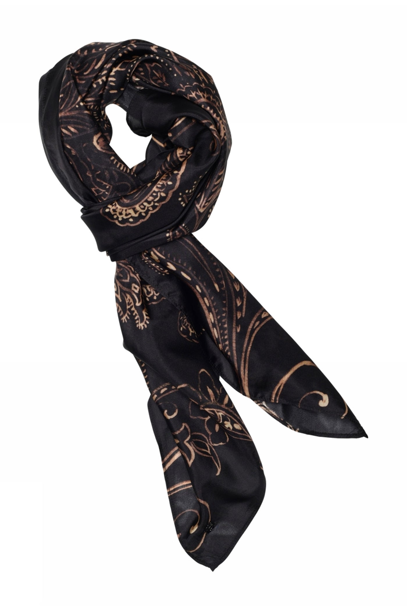 Allis, printed silk scarf 82988-MulchBeige - 58802/4039