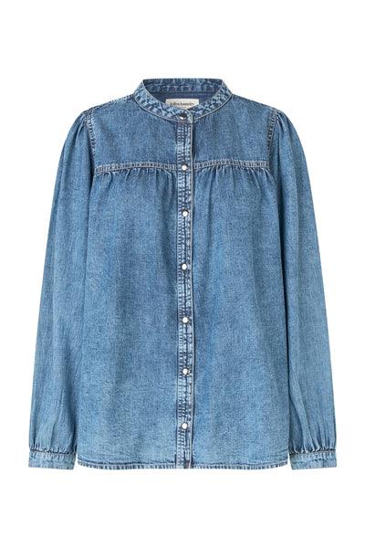 NickyLL Shirt LS 100 Washed Denim - 25420-1005 Thumbnail