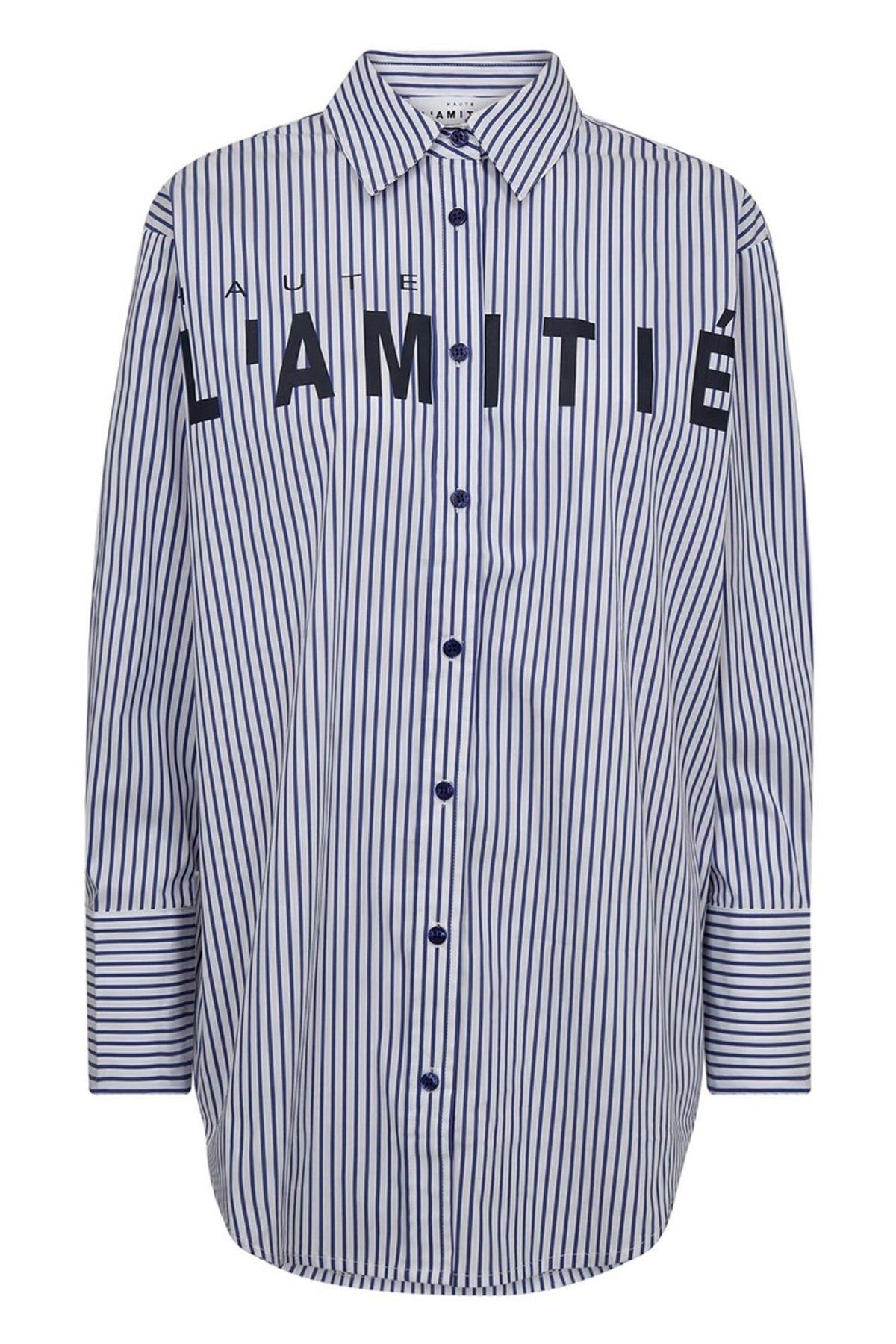 Stripe Chest Logo Shirt White Blue Stripe - HL10300