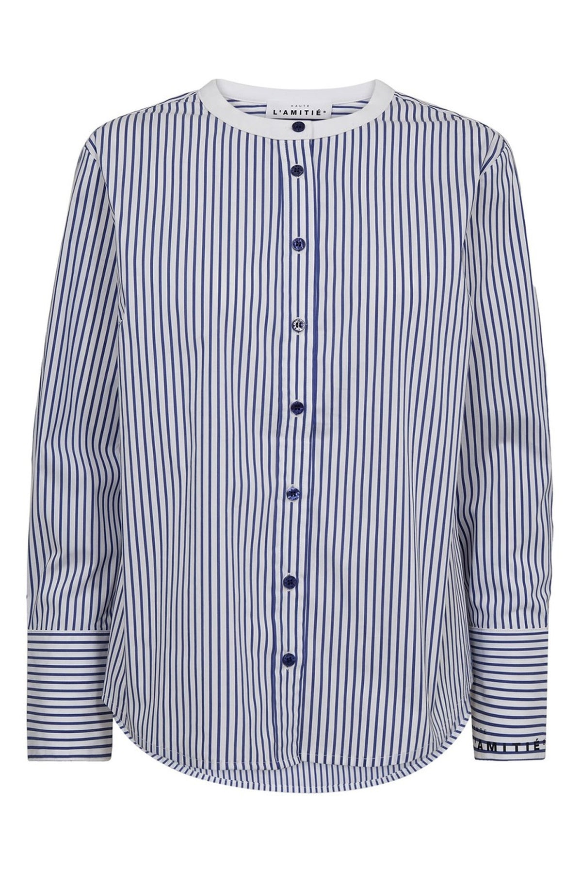 Stripe Cuff Logo Shirt White Blue Stripe - HL10301
