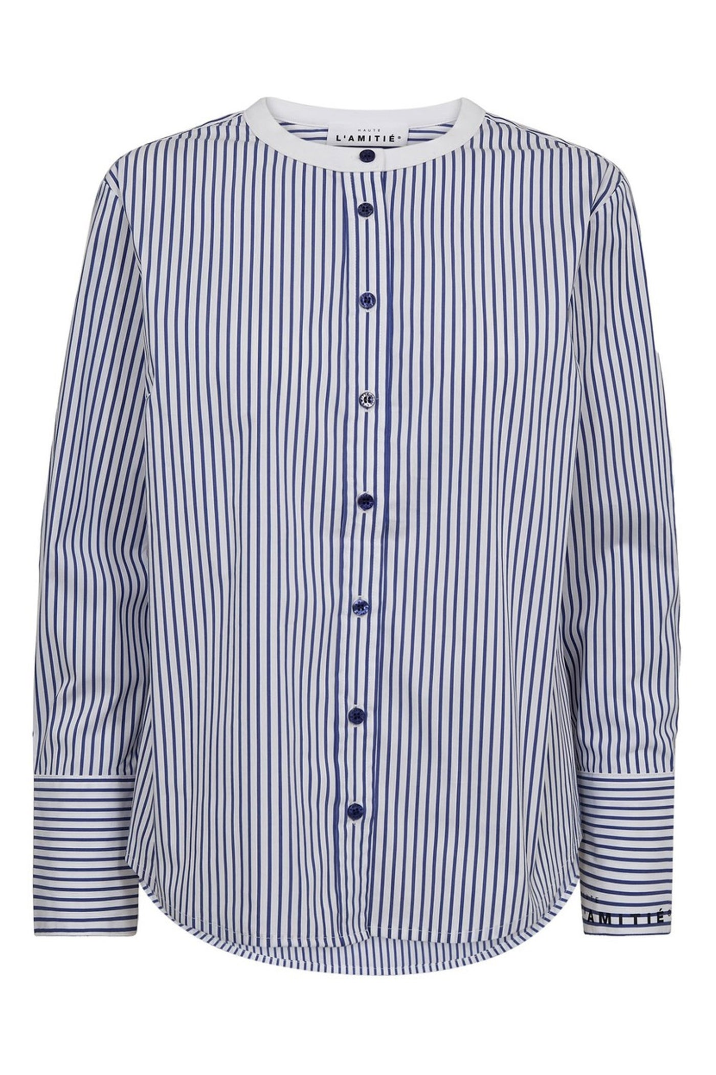 Stripe Cuff Logo Shirt White Blue Stripe - HL10301