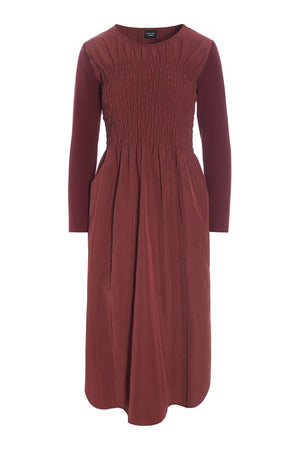 Fukkura poplin kjole med smock Maroon - 256-2380-5306