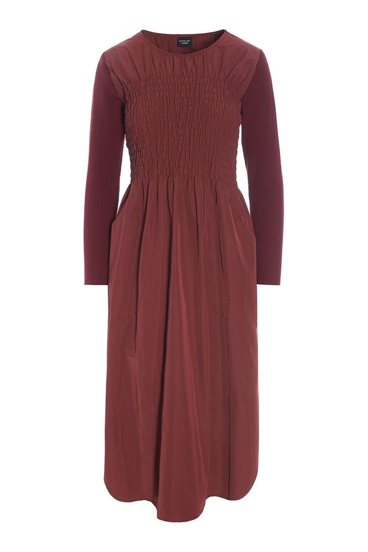 Fukkura poplin kjole med smock Maroon - 256-2380-5306