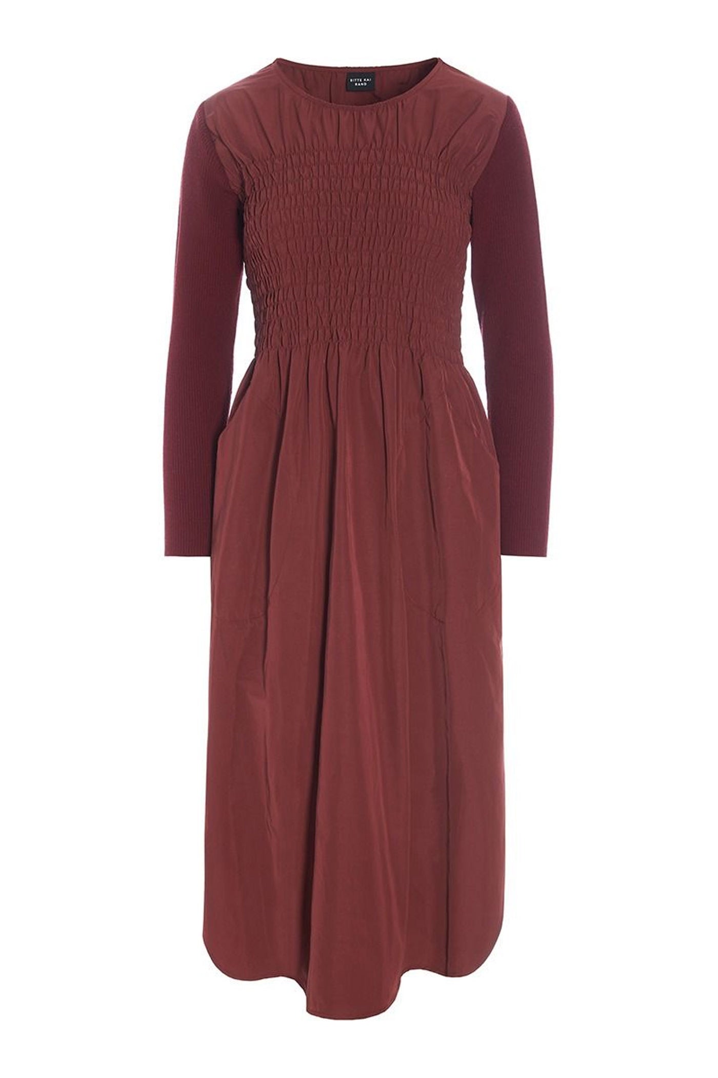 Fukkura poplin kjole med smock Maroon - 256-2380-5306