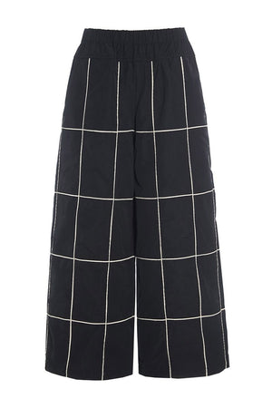 Fukkura poplin bukser med bise BLACK/IVORY BIESSE - 256-2380-5307