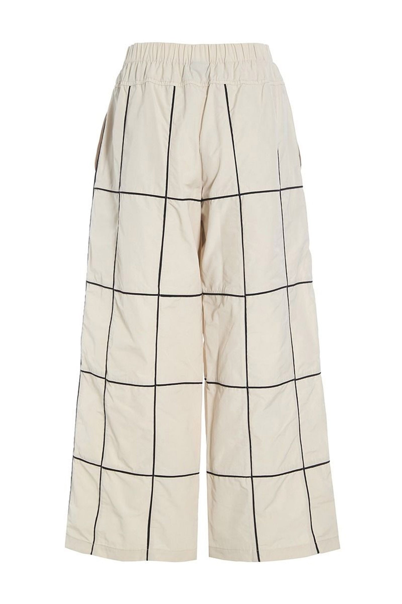 Fukkura poplin bukser med bise IVORY/BLACK BIESSE - 256-2380-5307