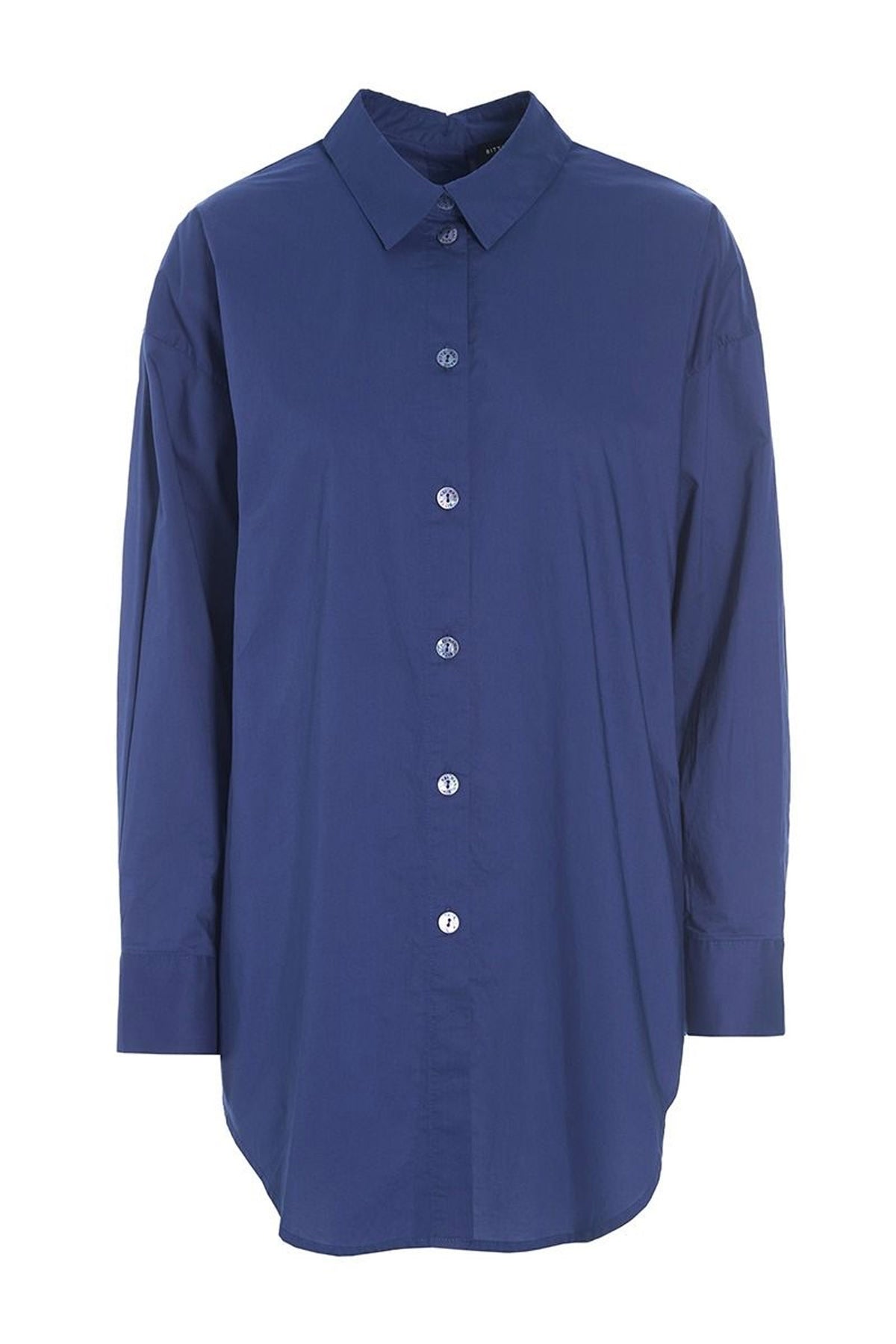 Core cotton skjorte med luknin Twilight Blue - 256-2226-5327