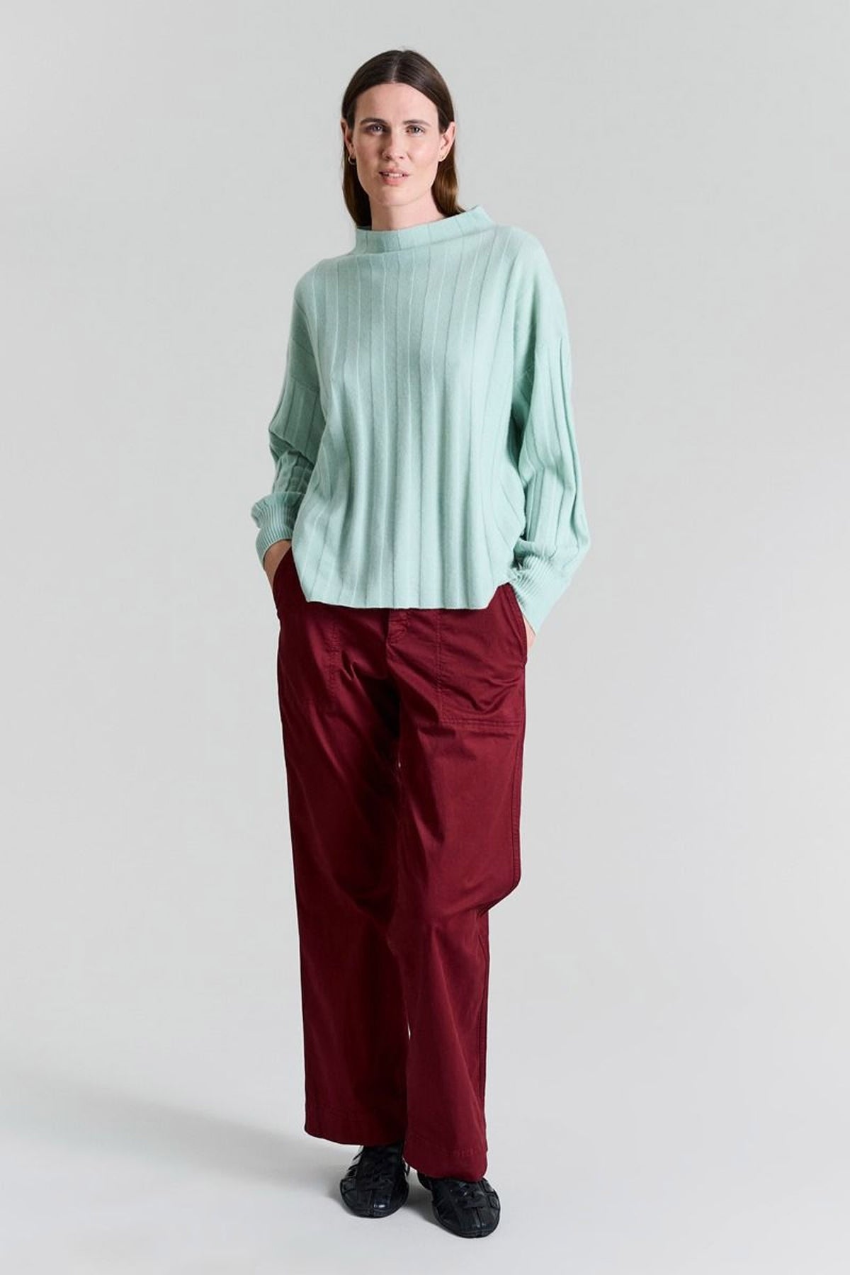 Kihon lange lige bukser Maroon - 256-2399-4755