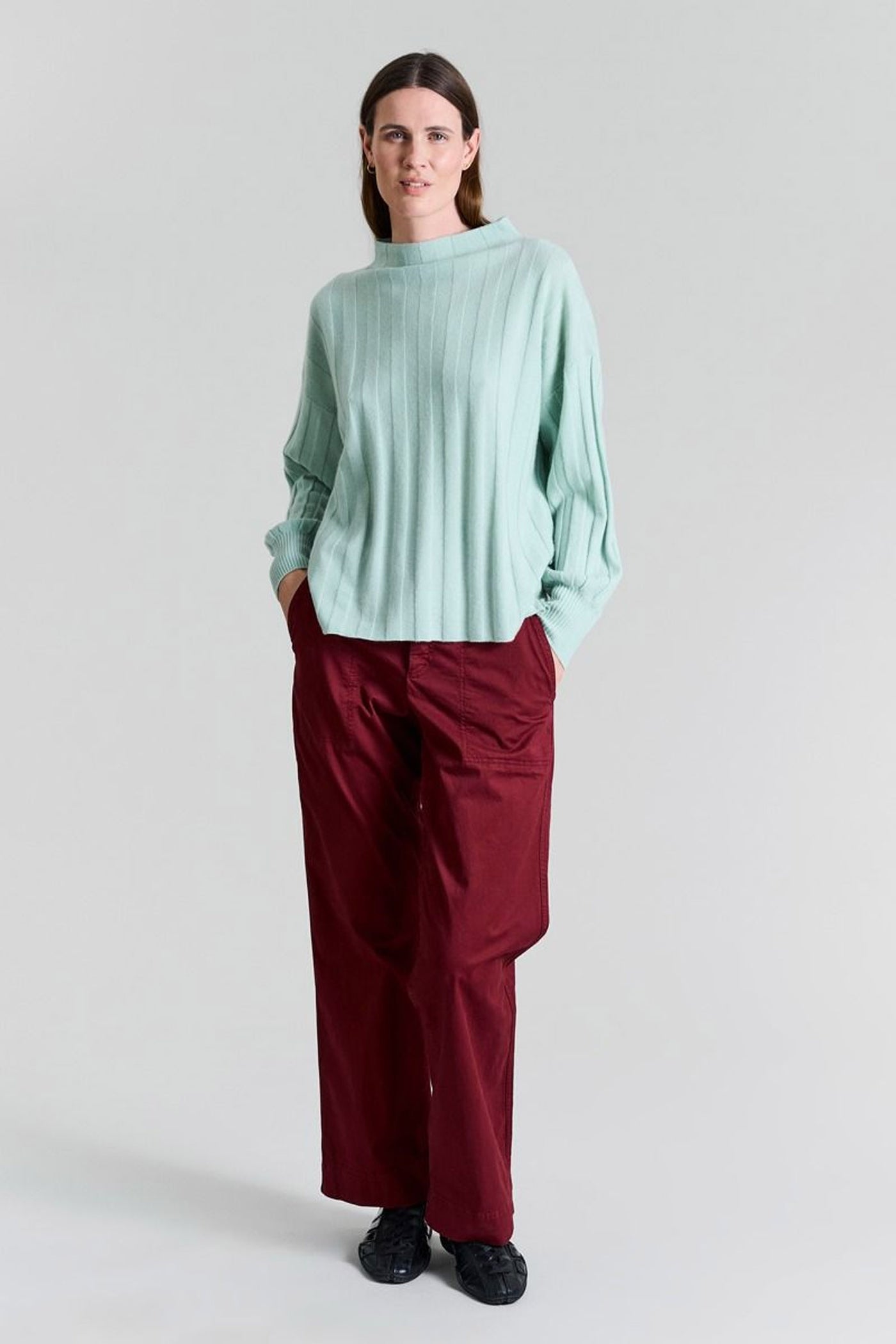 Kihon lange lige bukser Maroon - 256-2399-4755