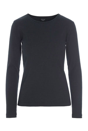 Naibu rib langÃ¦rmet bluse Black - 256-4079-5342
