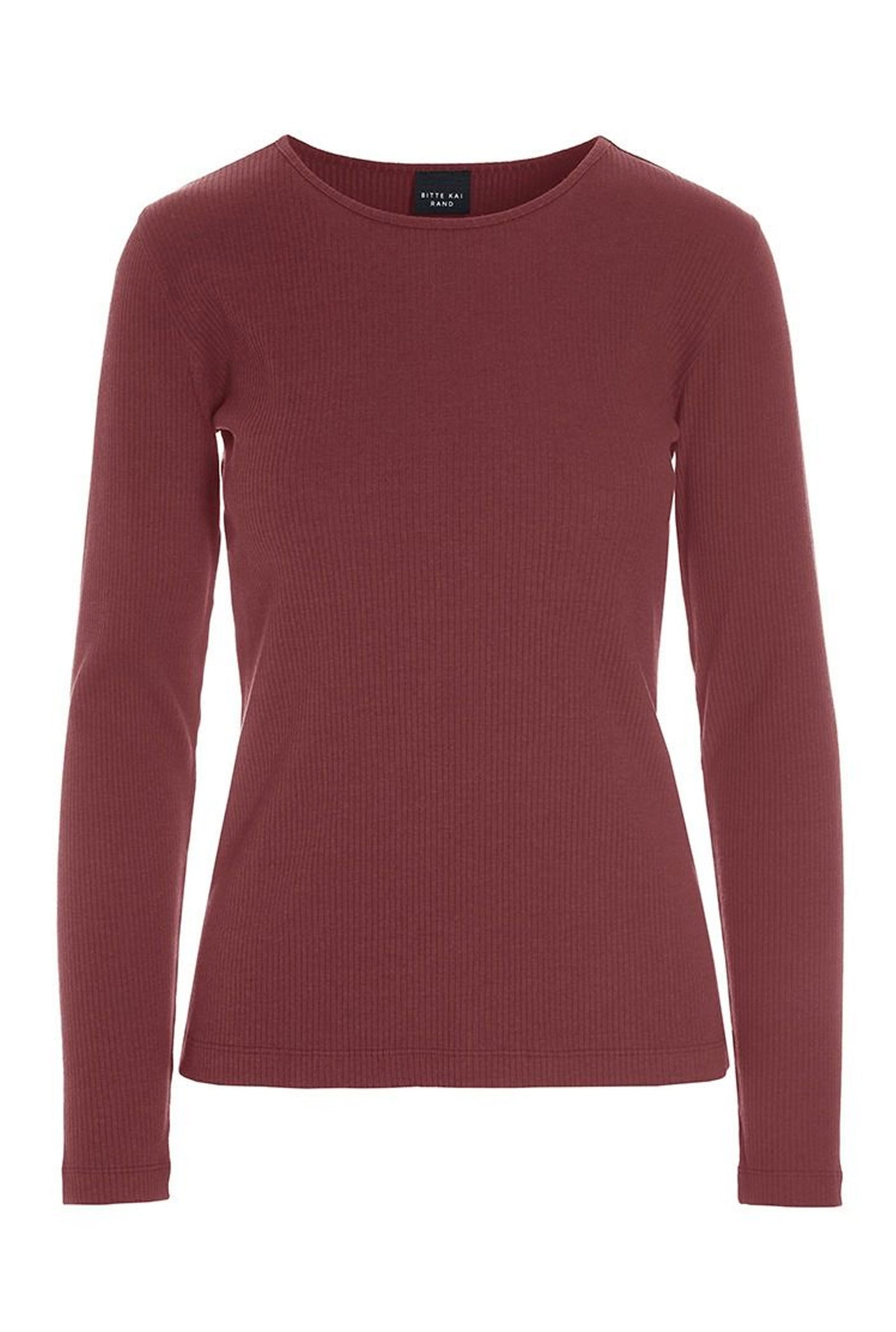 Naibu rib langÃ¦rmet bluse Maroon - 256-4079-5342
