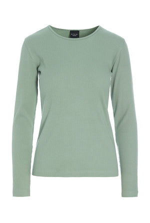 Naibu rib langÃ¦rmet bluse SAGE GREEN - 256-4079-5342