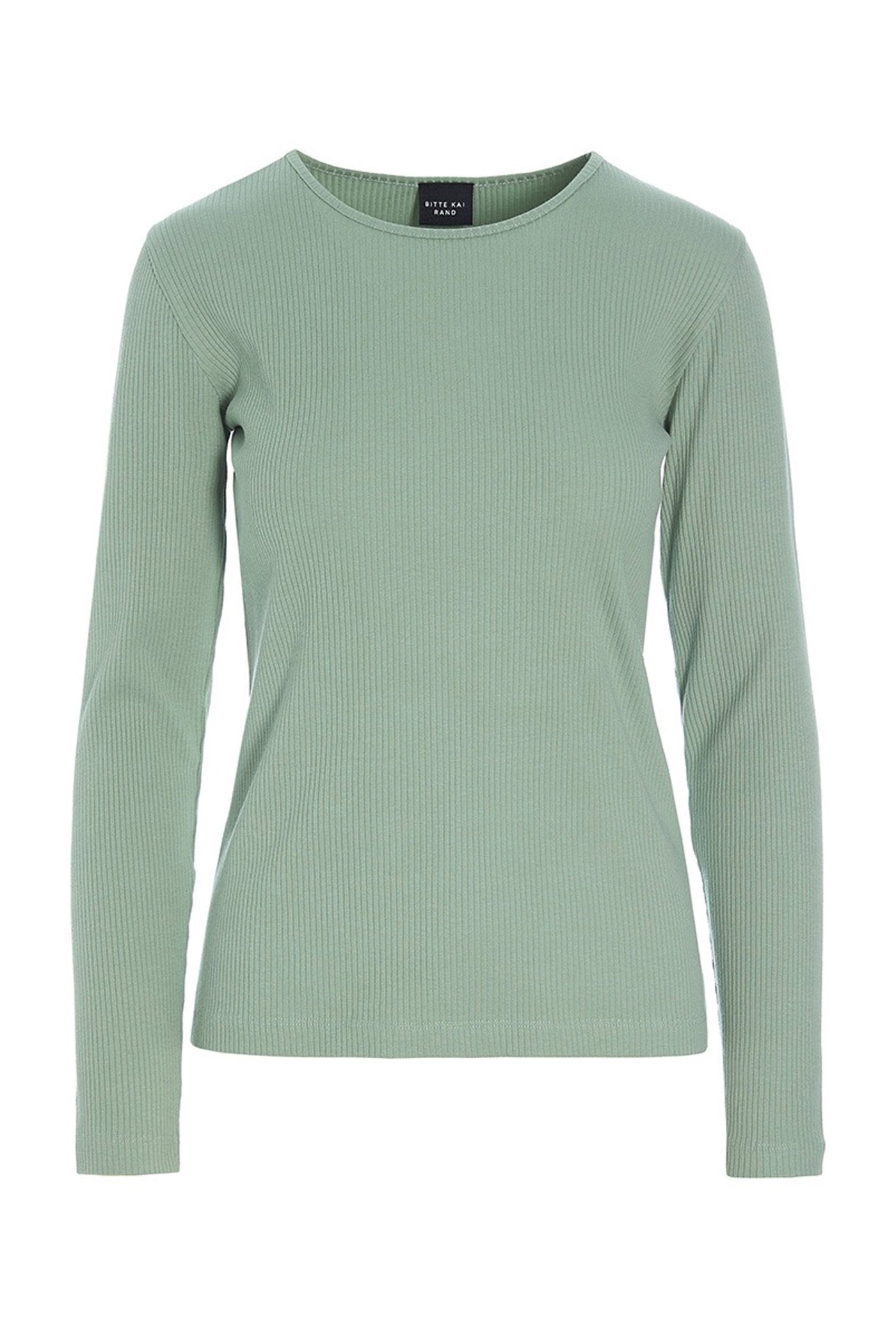 Naibu rib langÃ¦rmet bluse SAGE GREEN - 256-4079-5342