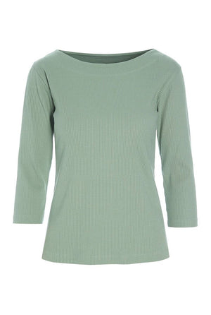 Naibu rib bluse med 3/4 Ã¦rme SAGE GREEN - 256-4079-5085