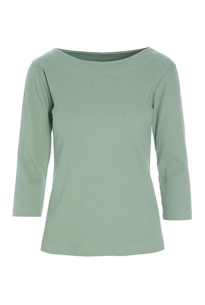 Naibu rib bluse med 3/4 Ã¦rme SAGE GREEN - 256-4079-5085 Thumbnail